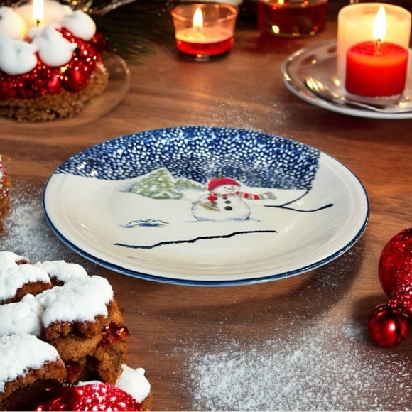 Thomson Pottery Snowman Plate Discontinued Christmas Holiday Collectible Used - Picture 10 of 15